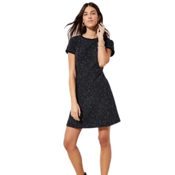 knee length dresses for ladies On Time Black Tweed Mini Shift Dress – Shop the Mint main image 1